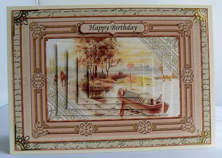 Vintage Barge Male Birthday Card Topper by Audrey Wilson