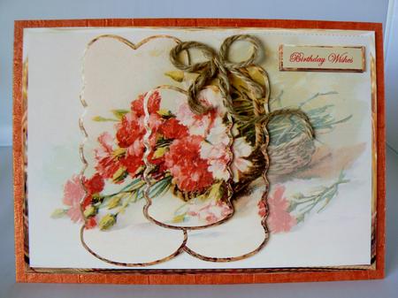 Basket of Mixed Carnations Panel Card with Toppers by Audrey Wilson