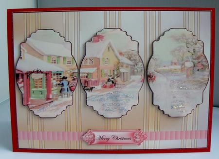 Vintage Christmas Village Panel Card with Toppers by Audrey Wilson