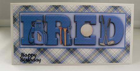 Golfing Mad Fred Large Dl Name Card by Audrey Wilson