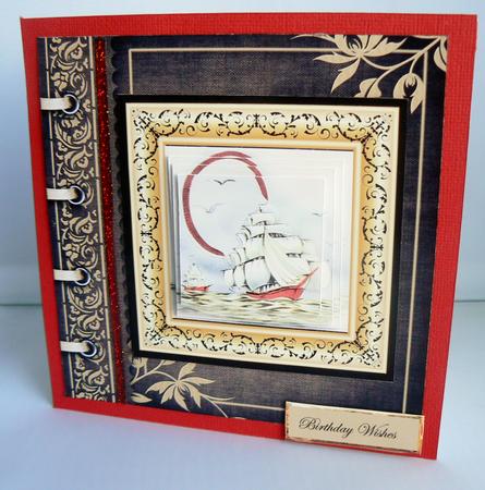 Vintage Boat Card with Topper and Pyramid Layers by Audrey Wilson