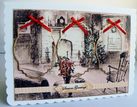 Christmas Past Card Front with Panels by Audrey Wilson