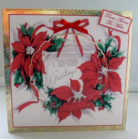 Red Poinsettia Card Front with Petal Layers by Audrey Wilson