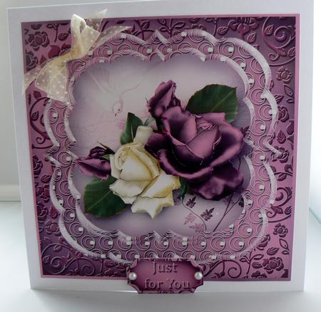 Purple Roses Triple Layer Card Front Mini Kit by Audrey Wilson