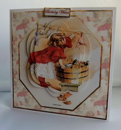 Dolls Wash Day Card Front with Pyramid by Audrey Wilson