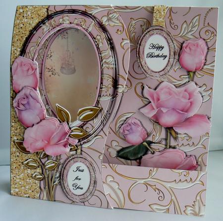 Shaped Front Free Standing Easel - Pink Roses by Audrey Wilson