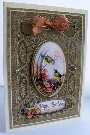 Vintage Birds with Nest A5 Oval Pyramage by Audrey Wilson