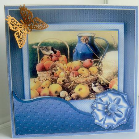 Vintage Birds Eating a Feast of Apples 8in x 8in Decoupage by Audrey Wilson