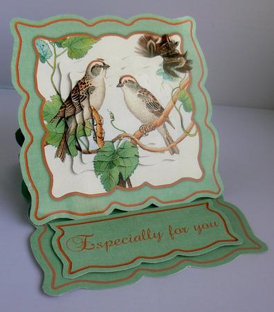 Vintage Painted Birds Shaped Easel Card Mini Kit by Audrey Wilson