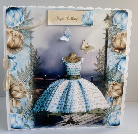 1950's Polka Dot Blue Dress Card Front Mini Kit by Audrey Wilson