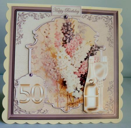 Larkspurs Flowers Card with a Topper by Audrey Wilson