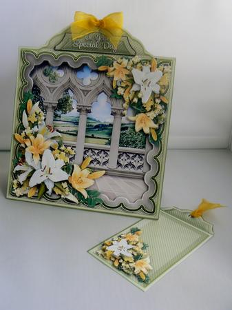 Triangular Base Kit White and Yellow Lilies by Audrey Wilson