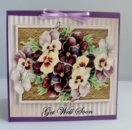 Vintage Pansies Get Well Soon by Audrey Wilson