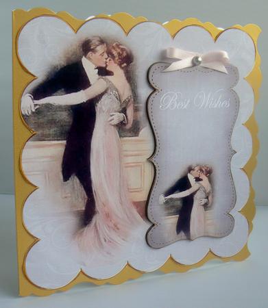 Dancing Couple Silver Best Wishes 8in Scallop Topper by Audrey Wilson