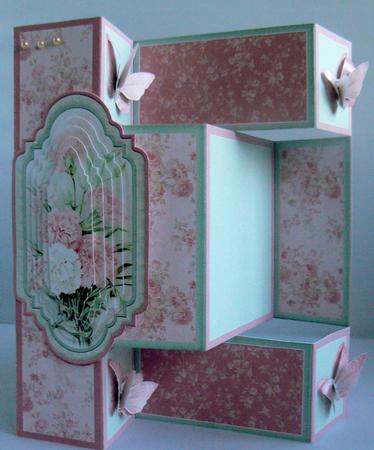 Pink Carnations Floral Tri Shutter Card Mini Kit by Audrey Wilson