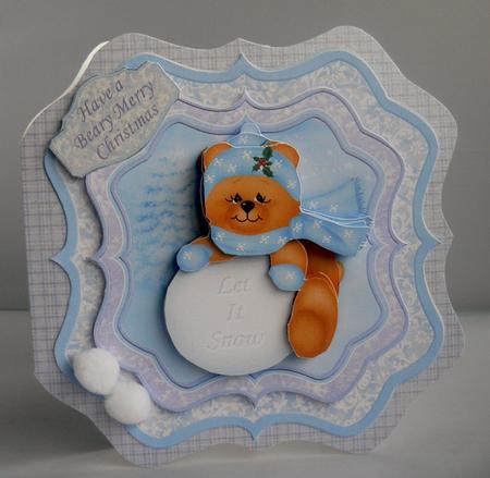 Snowball Bear Bracket Shape Card & Decoupage Mini Kit by Audrey Wilson