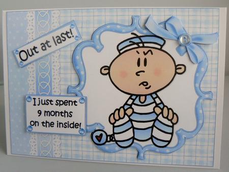 Out at Last New Baby Boy Quick Card by Audrey Wilson
