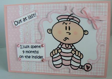 Out at Last New Baby Girl Quick Card by Audrey Wilson