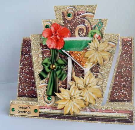 Decadence Christmas Cocktail, Red & Gold Art Deco Stepper by Audrey Wilson