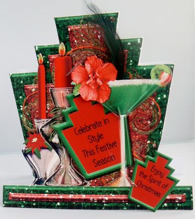 Deco Style Topper - Christmas Cocktail Red & Green by Audrey Wilson