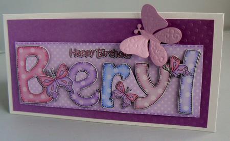 Large Dl Happy Birthday Beryl Quick Card & 3D Decoupage by Audrey Wilson