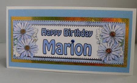 Large Dl Birthday Marion Daisies Floral 3D Decoupage by Audrey Wilson