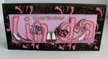Large Dl Happy Birthday Linda Quick Card & 3D Decoupage by Audrey Wilson