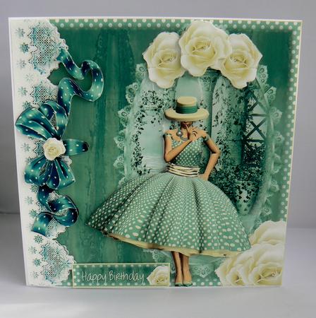 Grace in a Gorgeous Polka Dot Green Dress by Audrey Wilson