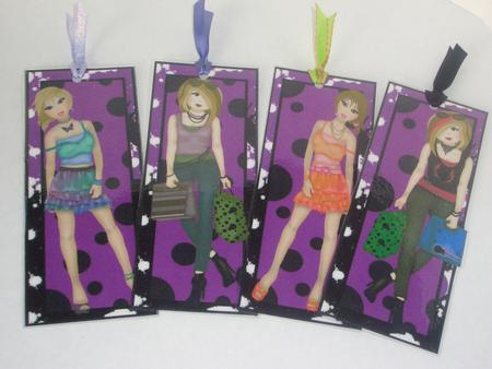 4 Purple Teenager Bookmarks or Dl Toppers by Audrey Wilson