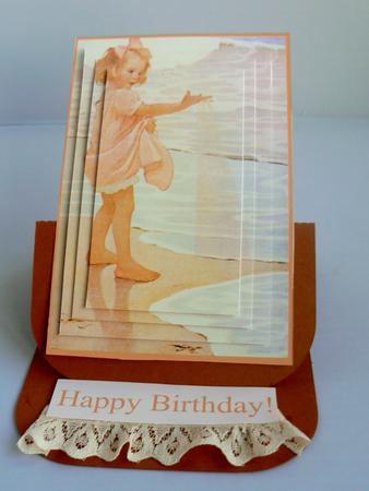 Little Beach Girl Vintage Style Pyramage Card by Audrey Wilson