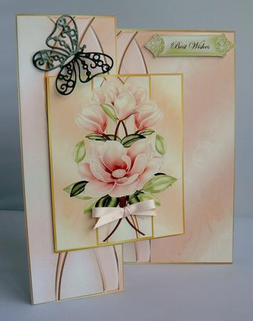 Fold Back Magnolia Blossoms and Butterflies by Audrey Wilson