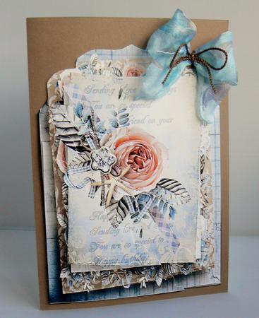 Peach Rose Bookmark Card by Audrey Wilson