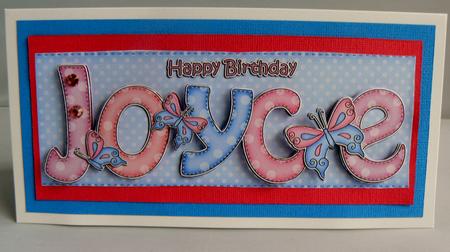 Large Dl Birthday Joyce Butterflies Card & 3D Decoupage by Audrey Wilson