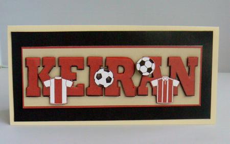 Football Fun Keiran Large Dl Name Card by Audrey Wilson