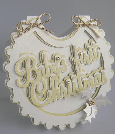 Babys First Christmas Bib Card by Audrey Wilson