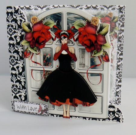 Beauty in Black and Red Vintage Style Over Edge Card by Audrey Wilson