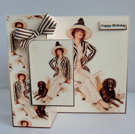 Lady with Her Dog Fold Back Card and Toppers by Audrey Wilson