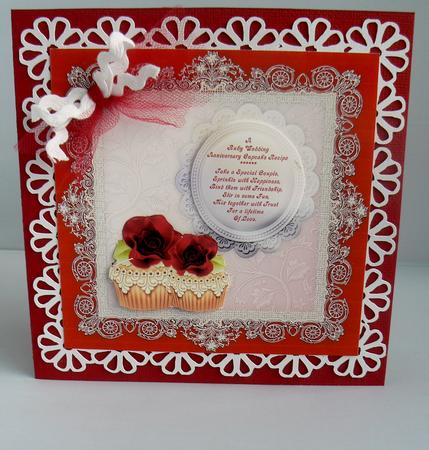 Ruby Wedding Anniversary Cupcake Recipe (1) 8x8 Card Topper by Audrey Wilson