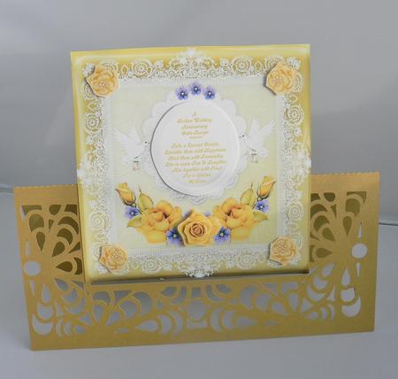A Golden Wedding Anniversary Cake Recipe (1) 8x8 Card Topper by Audrey Wilson