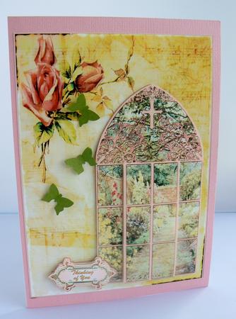Wallflowers in Church Window - Thinking of You - Get Well by Audrey Wilson