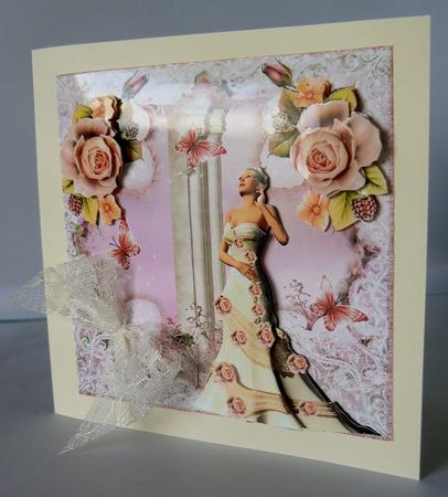 Lace and Apricot Rose Beauty Card Front Kit by Audrey Wilson