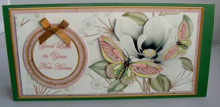 Pink Butterfly New Home Dl Decoupage Topper by Audrey Wilson
