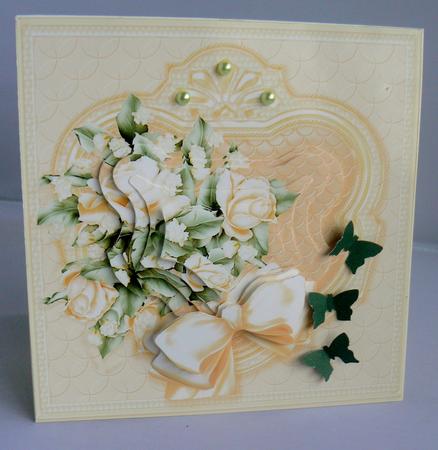 Cream Roses Bouquet 6in x 6in Panel Pyramage by Audrey Wilson