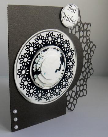 Round Black & White Cameo Pyramid Topper by Audrey Wilson