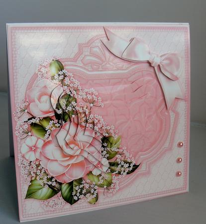Pink Camellias 6in x 6in Panel Pyramage by Audrey Wilson