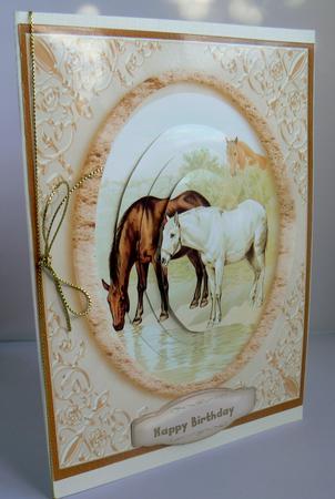 Lovely Horses in a Oval Frame . by Audrey Wilson
