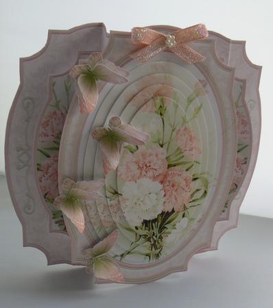 Peach Carnations Double Pop Out Card Kit by Audrey Wilson