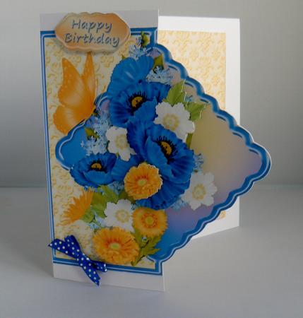 Blue Poppies Offset Diamond Card Mini Kit by Audrey Wilson
