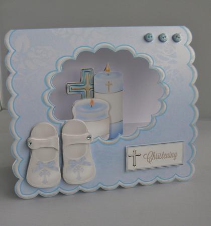 Boys Christening or Baptism Scalloped Tent Card Kit by Audrey Wilson