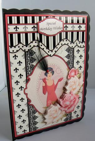 Flapper Girl & Roses Art Deco Topper & Decoupage by Audrey Wilson